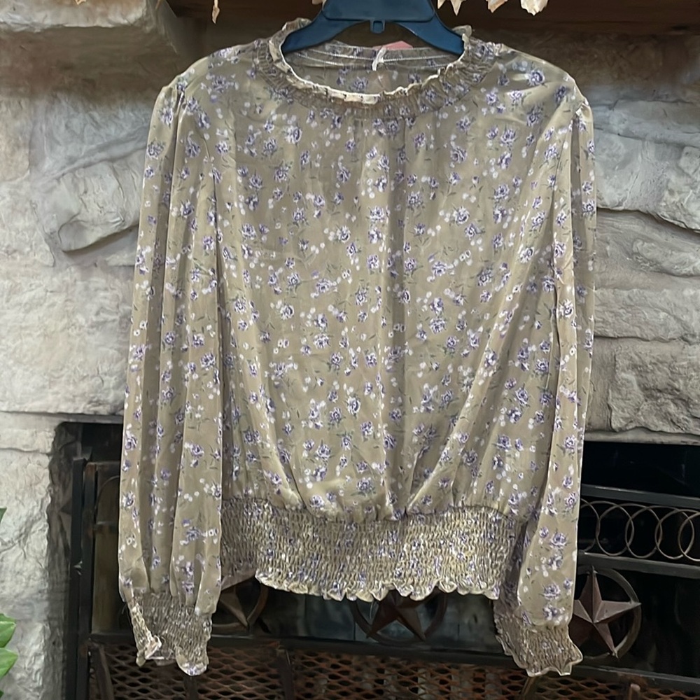 Long sleeve sheer top